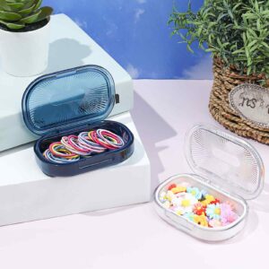 Qianyu 2 Pcs Small Storage Case Hair Tie Organizer Portable Travel Cotton Swab Container Daily Vitamin Pill Rectangle Clear Flosser Dispenser for Tiny Item Hair Accessories Home Offices Business Trip