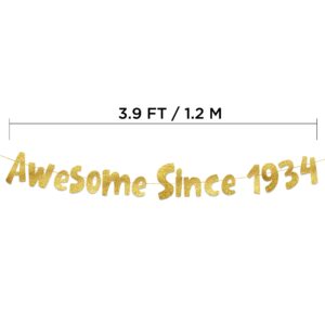 Awesome Since 1934 Gold Glitter Banner - 90th Birthday Party Decorations