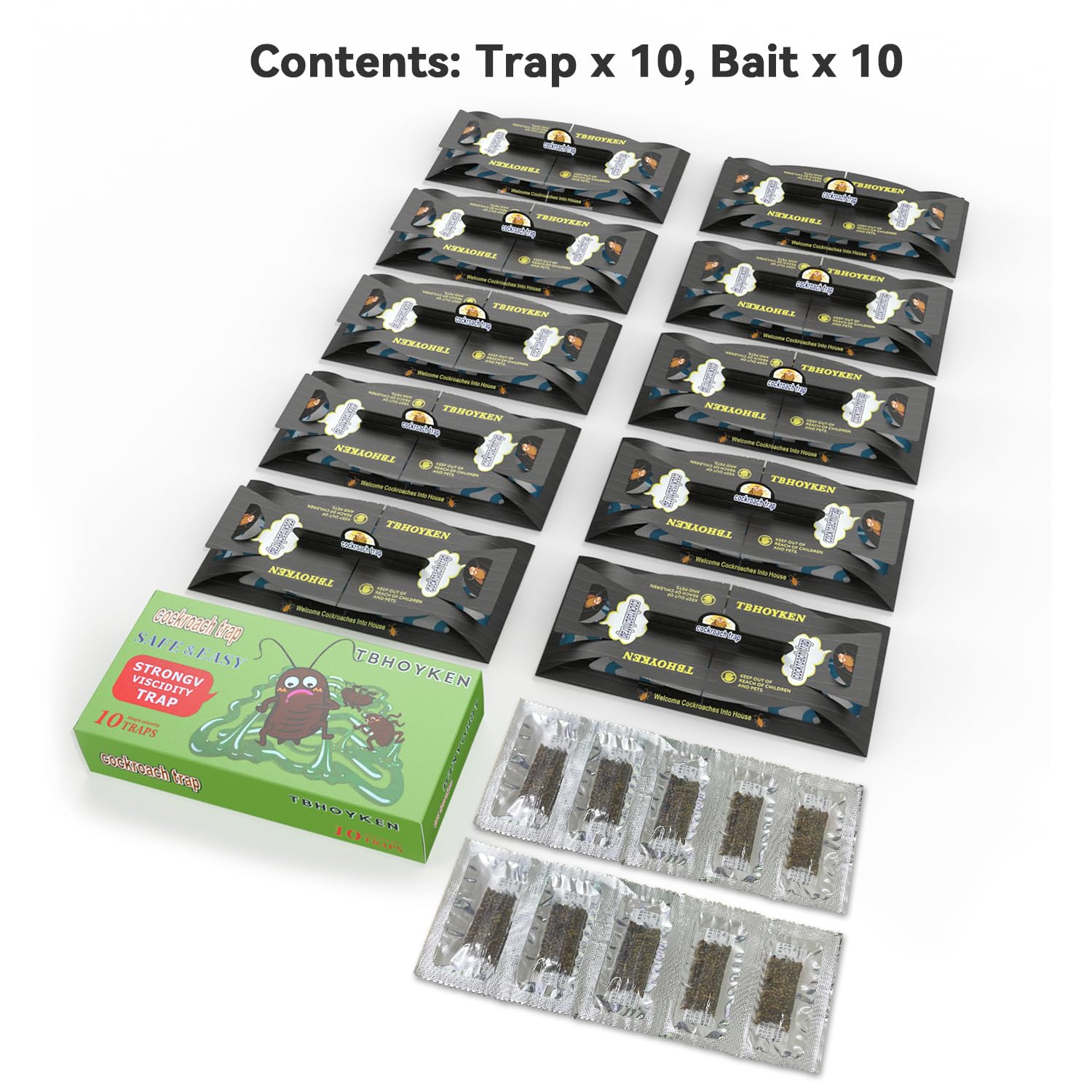 Roach Trap，Cockroach Traps,Roach Killer,Roach Indoor Sticky Glue Bait for Roach Ants Spiders - Child & Pet Friendly （ Pack of 10）