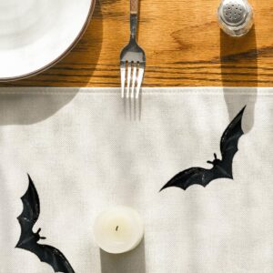 Artoid Mode Ghost Spooky Jack-O'-Lantern Pumpkin Halloween Table Runner, Black Cat Kitchen Dining Table Decoration for Home Party Decor 13x72 Inch