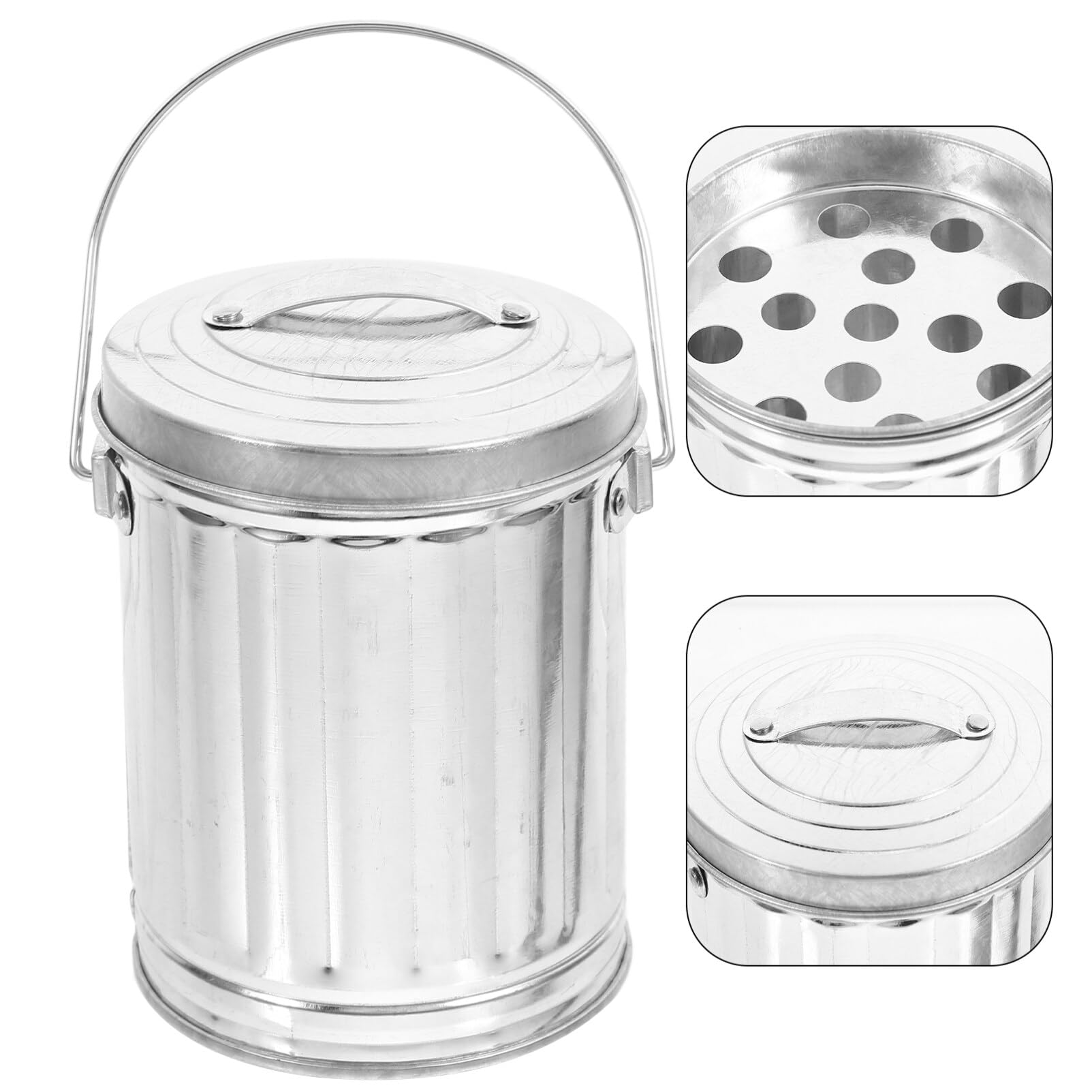 BESTOYARD Mini Desktop Trash Can with Lid Metal Rubbish Bin Tiny Garbage Can Mini Tabletop Flowerpot Pen Holder for Home Office Countertop