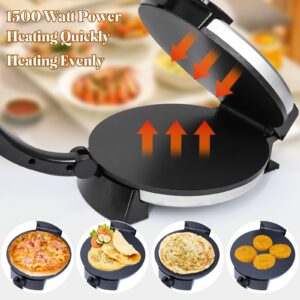 Electric Tortilla Press Roti Maker 10inch, Tortilla Maker Multipurpose Automatic Chapati Maker with Removable Handle, Non-Stick Cooking Plates for Homemade Tortillas