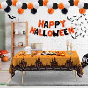 Halloween Tablecloth, 2 PCS Halloween Tablecloth Plastic, Halloween Disposable Tablecloth, 54" x 108" Halloween Tablecloth Rectangle, Halloween Table Cover for Halloween Party Supplies Decorations