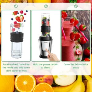 BioloMix Blender and Food Processor Combo, 700W Portable Juicer,Personal Blender,Meat Grinder,Food Processor and Blender,Coffee Spice Grinder, Meat Chopper,Smoothies, Fruits Mixer