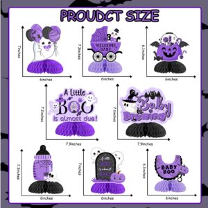 Halloween Baby Shower Honeycomb Centerpieces, A Little Boo Is Almost Due Table Toppers Black Purple, Gender Reveal Pregnancy Celebration Table Topper Decorations Supplies 8pcs