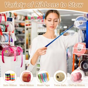 NewEle Ribbon Organizer - Wooden Ribbon Spool Holder for Mesh Ribbon Wreath Thread Tulle Roll Washi Tape, Ribbon Holder Organizer Rack for Craft Room, Florist Supplies, Wrapping Craft Present