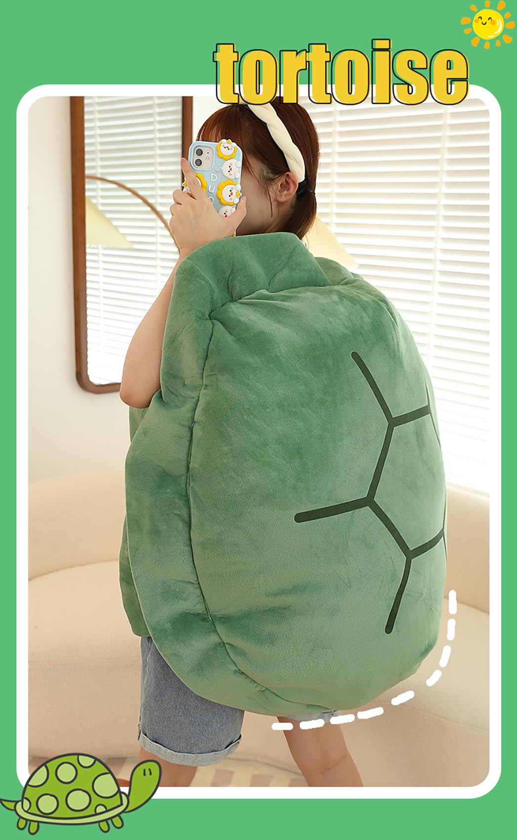 Cenbini Multifunctional Giant Wearable Turtle Pillow, Multifunctional Wearable Turtle Shell Pillow, Weighted Turtle Shell Body Pillow (B-100cm/40in)