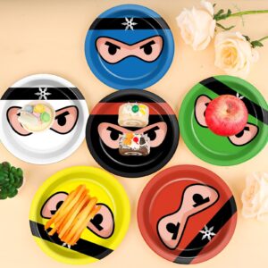 Naozinebi 72PCS Ninja Birthday Plates Ninja Party Supplies Ninja Warrior Tableware Ninja Master Plates Karate Disposable Plate Dessert Paper Plates for Boys Girls Kids Baby Shower Favors 6.7*6.7inch