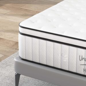 Queen Mattress,10 Inch Queen Size Mattress,Hybrid Mattress Queen In a Box,Individually Pocketed Innerspring,Fiberglass-Free Mattress,Medium Firm CertiPUR-US Certified,120 Nights Risk-Free Trial,White