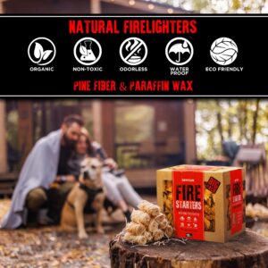 100 pcs Fire Starter for Indoor and Outdoor Use - Natural, Eco-Friendly Firelighter for Grills, Smokers, Fire Pits, Wood Stoves - Waterproof, All-Weather Charcoal Starter, Fire Starters for Campfires