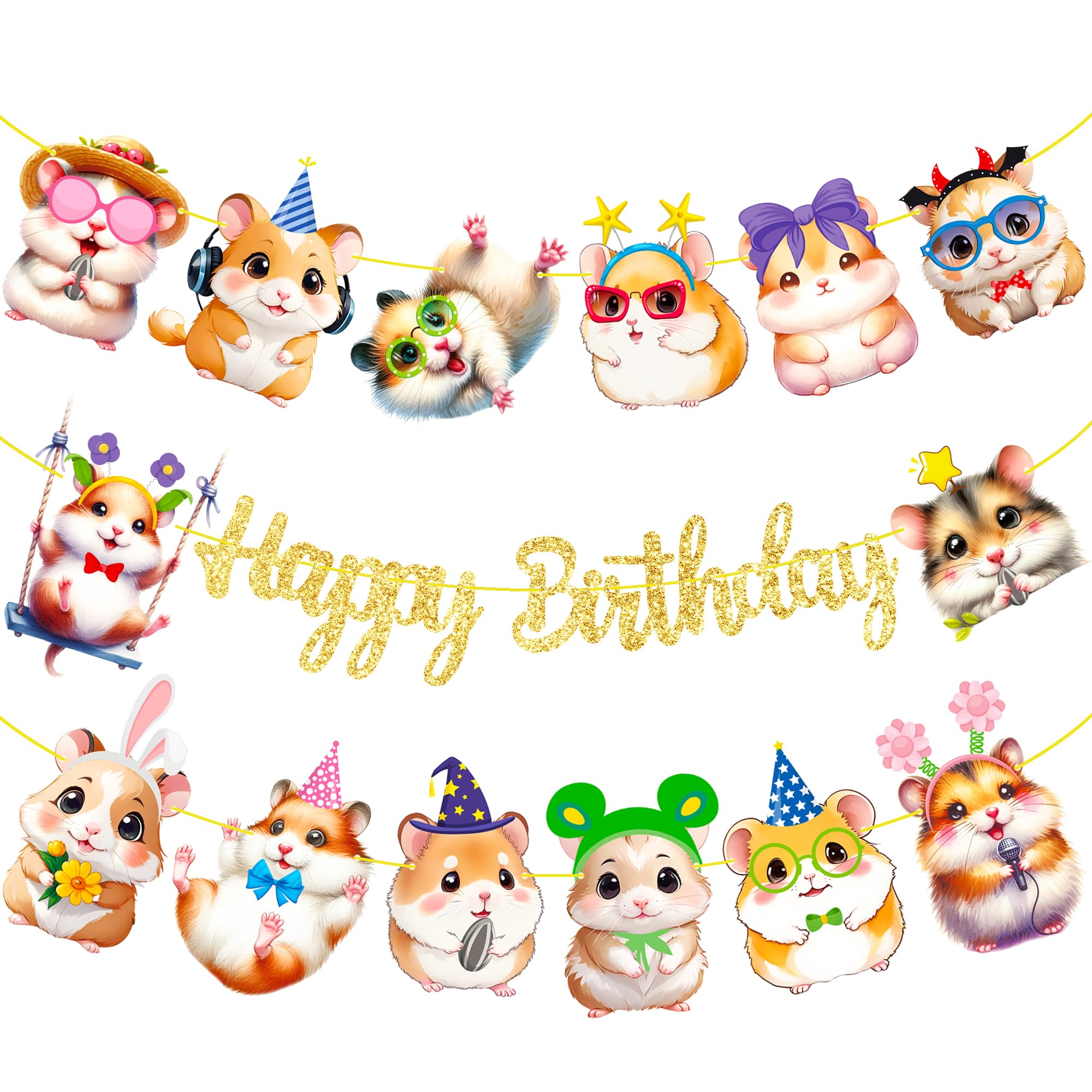 Hamster Birthday Banners Hamster Birthday Decorations 3Pcs Guinea Pig Birthday Party Supplies Guinea Pig Birthday Party Banners for Hamster Theme Baby Shower Supplies