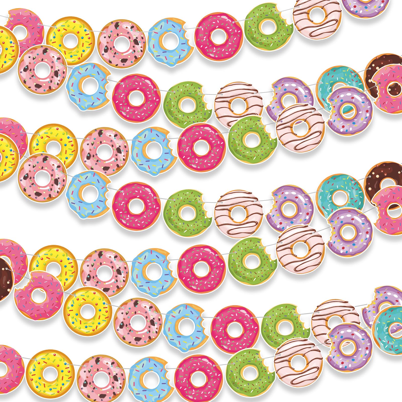 Dinifee 5 Pack Donut Party Banners Doughnut Grow up Party Decorations Hanging Swirl Donut Paper Cutouts Birthday Party Garland for Donut Baby Shower Gender Reveal Bridal Shower Party Supplies