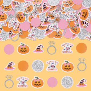 Fangleland Halloween Bachelorette Party Confetti Pink Orange, Let’s Go Ghouls Witch Hat Scatter Paper Table Confetti, Bridal Shower Engagement Wedding Decor Supplies Favors 200Pcs