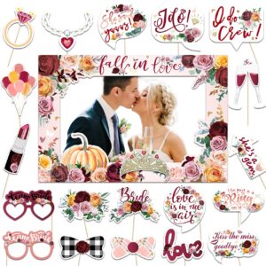 fall bridal shower decorations, fall in love bridal shower photo booth props fall in love photo frame and wedding photo booth props for fall theme bride to be bachelorette engagement wedding decor