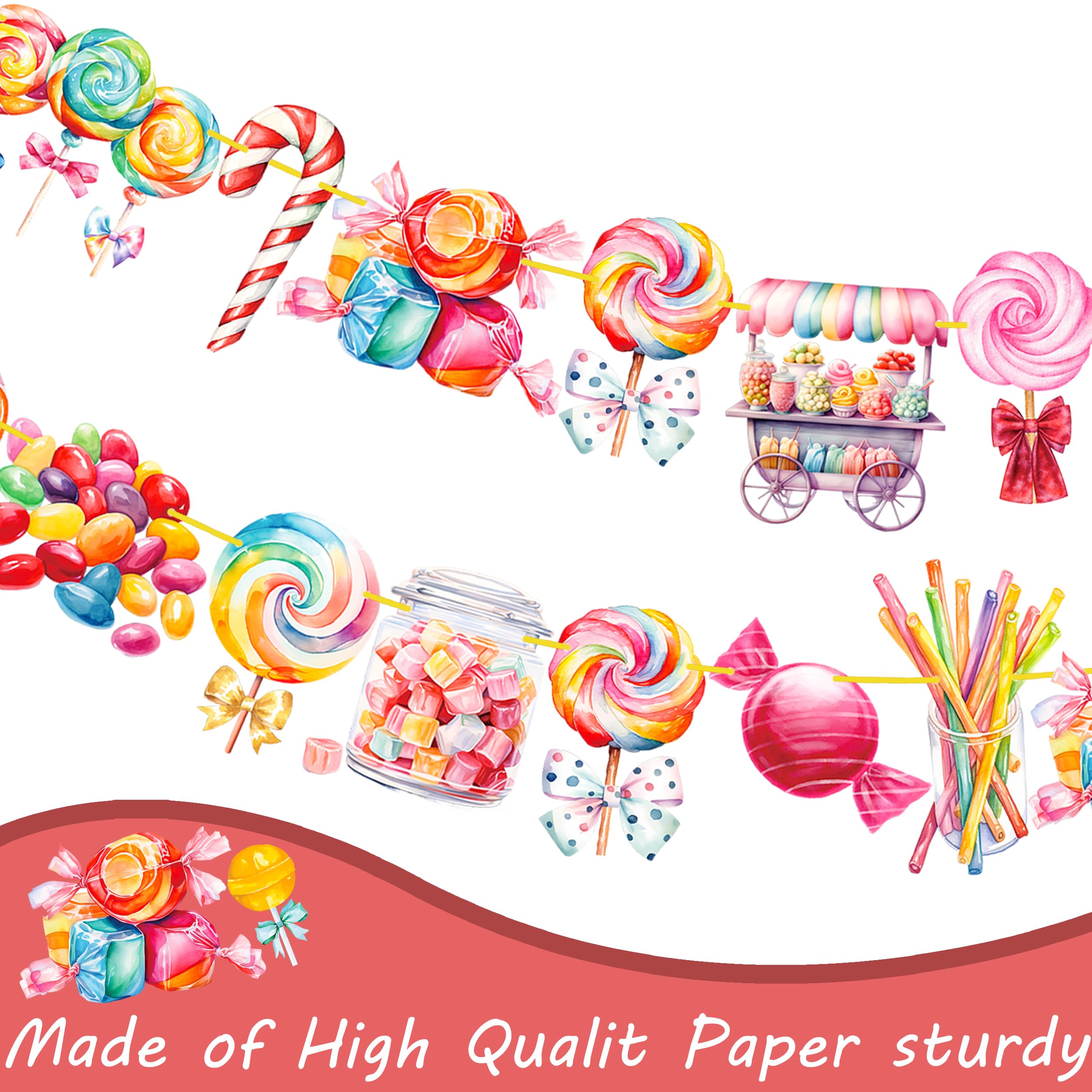 Candyland Lollipop Party Banners 3Pcs Candyland Party Decorations Candy Themed Birthday Party Banner Decorations for Candyland Baby Shower Supplies