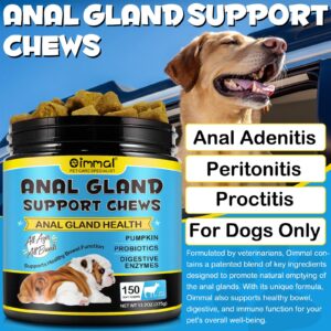 Anal Gland Soft Chew Treats, Dog Fiber Supplement for Anal Glands with Pumpkin, Digestive Enzymes, Gland Support Soft Chews for Dogs Digestive & Gut Health, Normal Bowel Function