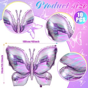 NOVWANG Butterfly Balloons, 10 Pcs 40 Inch Purple Pink Butterfly Foil Mylar Balloons Favors Butterfly Themed Party Wedding Birthday Baby Shower Decorations