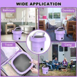 Portable Washing Machine, 14L Upgraded Mini Foldable Washer with Drain Basket Washer, 2 in 1 Intelligent Laundry Machine for Baby Clothes, Underwear, Apartment, Camping, Travel （Purple）