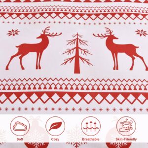 WONGS BEDDING Christmas Duvet Cover Set King Size,3 Pieces Reversible Red Elk Snowflake Pattern Decor Bedding Duvet Cover with Zipper Closure for New Year Holiday, Soft Microfiber Bedding Set 104"x90"