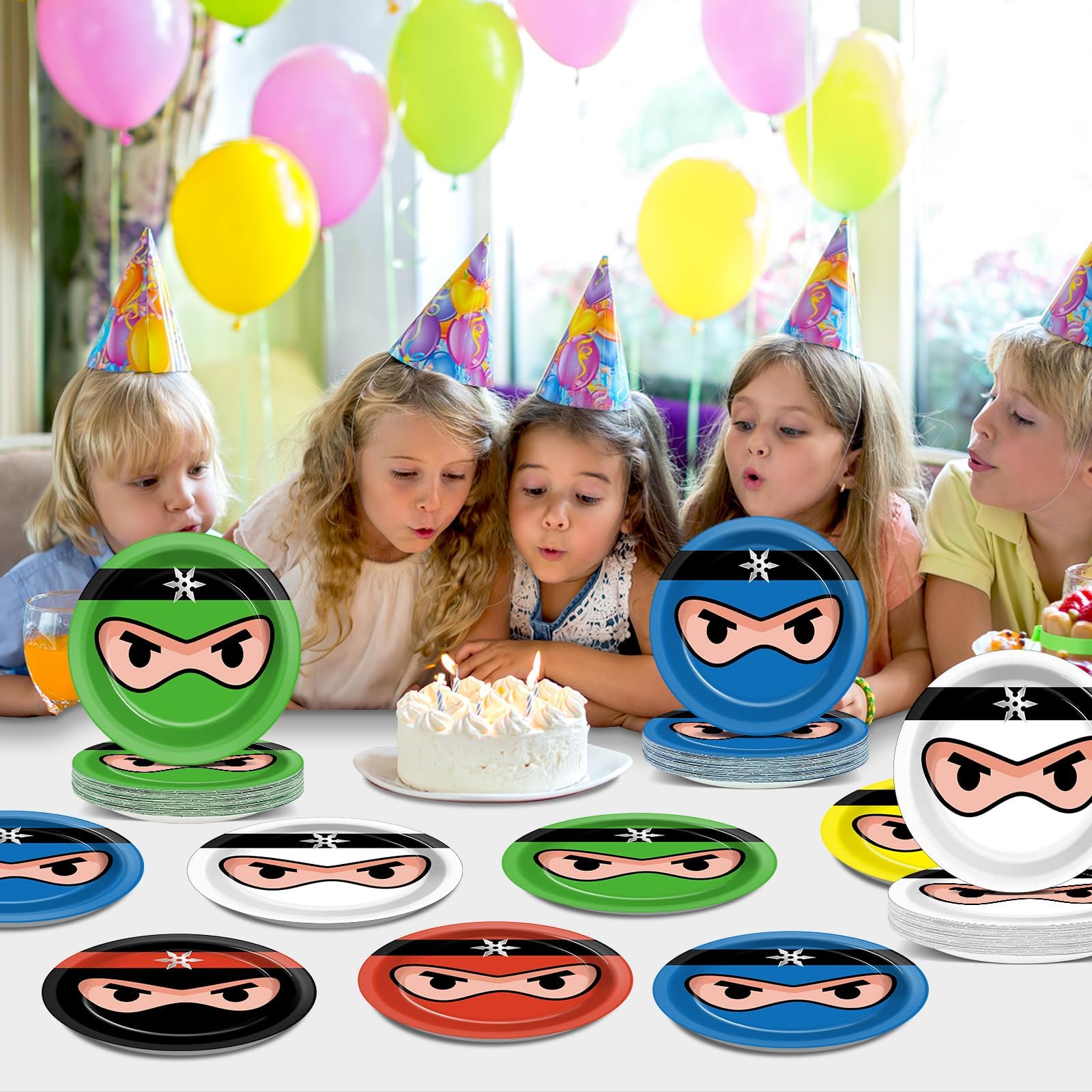 Naozinebi 72PCS Ninja Birthday Plates Ninja Party Supplies Ninja Warrior Tableware Ninja Master Plates Karate Disposable Plate Dessert Paper Plates for Boys Girls Kids Baby Shower Favors 6.7*6.7inch