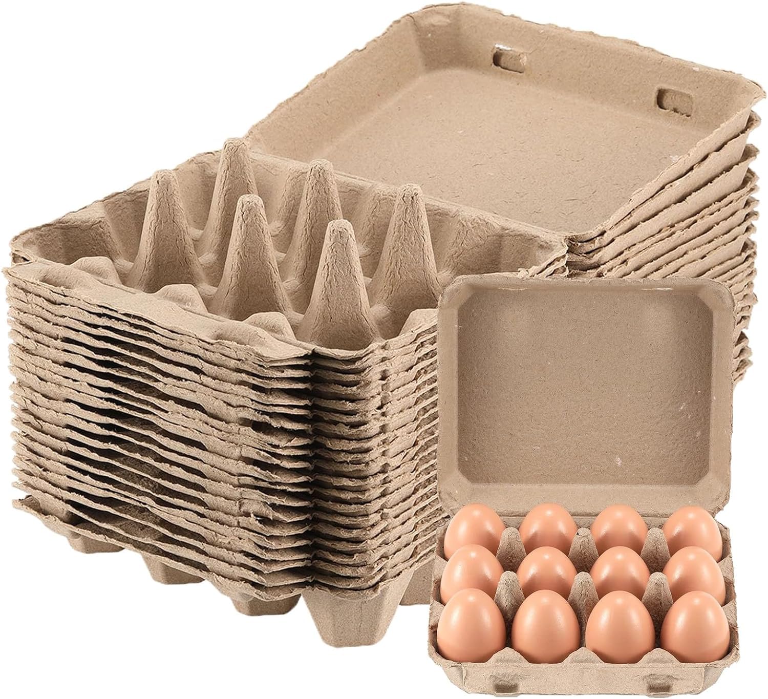 Egg cartons,20 pack chicken egg cartons,Egg cartons 12 count, Classical 3x4 Style Holds Up to One Twelve used as a pulp fiber egg carrier for household, kitchen and farmhouse egg storage containers