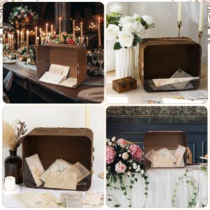 OurWarm Wooden Wedding Card Box for Reception, Rustic Gift Card Box for Wedding with Acrylic Window, Large Wedding Envelope Money Card Box for Party Graduation Birthday Baby Shower Decorations