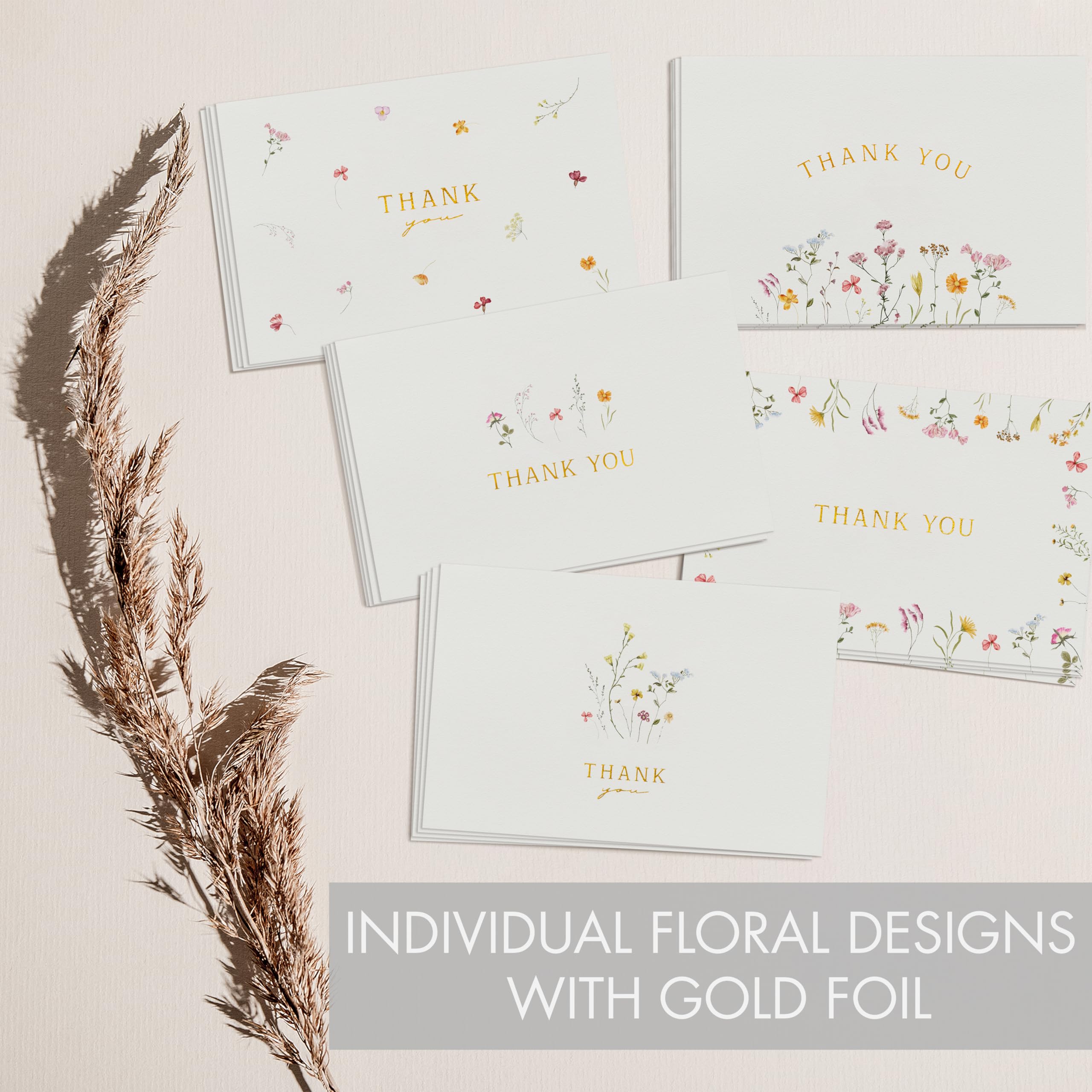 Beautiful Thank You Cards Set of 20 With Envelopes and Stickers - Elegant Blank Cards For Personalized Notes - Perfect Bulk Stationary Set For All Occasions incl. Weddings, Business & Baby Showers