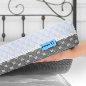 3 inch gel bamboo memory foam mattress topper, full size, reversible cooling & warm bed topper washable cover, triple layer foam for pain relief, medium firm, certipur-us certified