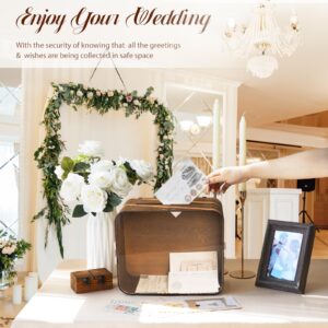 OurWarm Wooden Wedding Card Box for Reception, Rustic Gift Card Box for Wedding with Acrylic Window, Large Wedding Envelope Money Card Box for Party Graduation Birthday Baby Shower Decorations