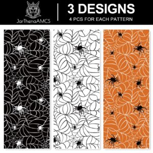 JarThenaAMCS 12 Sheets Halloween Wrapping Paper -Not Roll- Spider Web Gift Wrap Paper Orange White Black Folded Flat DIY Art Craft Paper for Party Packaging, 19.7 x 27.6 Inch