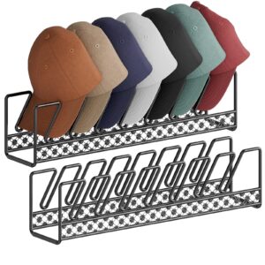 eknitey hat organizer for baseball caps - 2 pack black metal cap display rack for closet and wall mounting