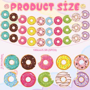 Dinifee 5 Pack Donut Party Banners Doughnut Grow up Party Decorations Hanging Swirl Donut Paper Cutouts Birthday Party Garland for Donut Baby Shower Gender Reveal Bridal Shower Party Supplies