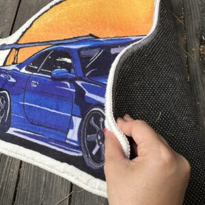 Generic Cool Blue Racing Car Shape Rug Boy's Room Decoration Gifts Handmade Acrylic Non-Slip Bedroom Living Room Decorative Plush Carpet (39"" x 28.5"")