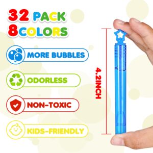 Baegzgx 32 PCS Mini Bubble Wands in 8 Colors, Children's Party, Birthday Party, New Year, Christmas, Valentine's Day, Carnival, Ideal Goodie Bag Filling, School Classroom Male and Female Awards