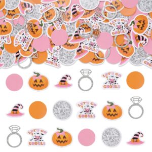 fangleland halloween bachelorette party confetti pink orange, let’s go ghouls witch hat scatter paper table confetti, bridal shower engagement wedding decor supplies favors 200pcs