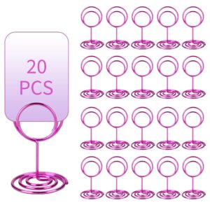 biiange 20pcs mini place card holders, roundness place table number holders, table card holders for photos, food signs, memo notes, weddings, restaurants, birthdays (pink)