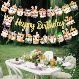 Hamster Birthday Banners Hamster Birthday Decorations 3Pcs Guinea Pig Birthday Party Supplies Guinea Pig Birthday Party Banners for Hamster Theme Baby Shower Supplies