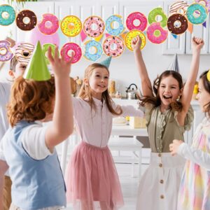 Dinifee 5 Pack Donut Party Banners Doughnut Grow up Party Decorations Hanging Swirl Donut Paper Cutouts Birthday Party Garland for Donut Baby Shower Gender Reveal Bridal Shower Party Supplies