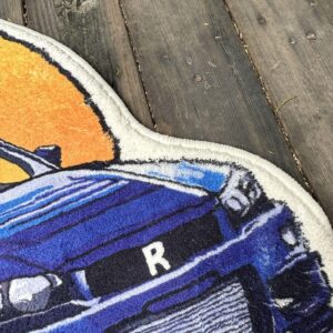 Generic Cool Blue Racing Car Shape Rug Boy's Room Decoration Gifts Handmade Acrylic Non-Slip Bedroom Living Room Decorative Plush Carpet (39"" x 28.5"")