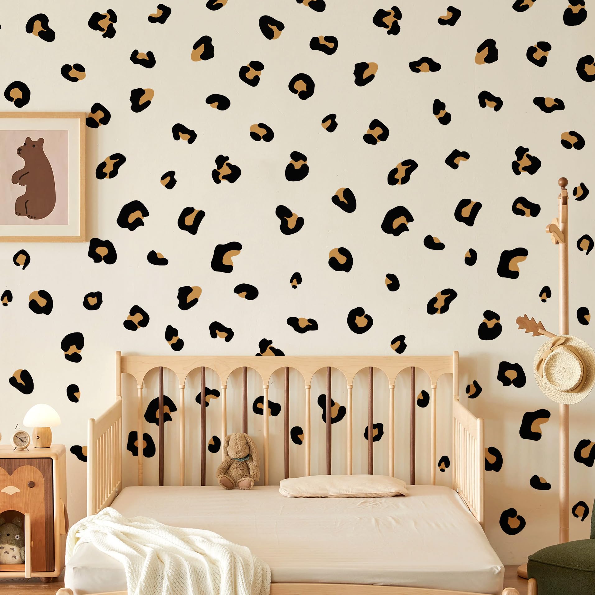 DTLIFEK 10 Sheets Leopard Print Wall Decal Black Leopard Spot Wall Stickers Vinyl Animal Print Pattern DIY Removable Peel and Stick Wallpaper for Kids Boys Nursery Car Door Home Decoration (Leopard)