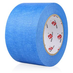 bomei pack wide painters tape 3 inch blue, 3 inches x 60 yards painting tape, 3d printing tape for laser cutting, 21-day clean removal wide masking tape