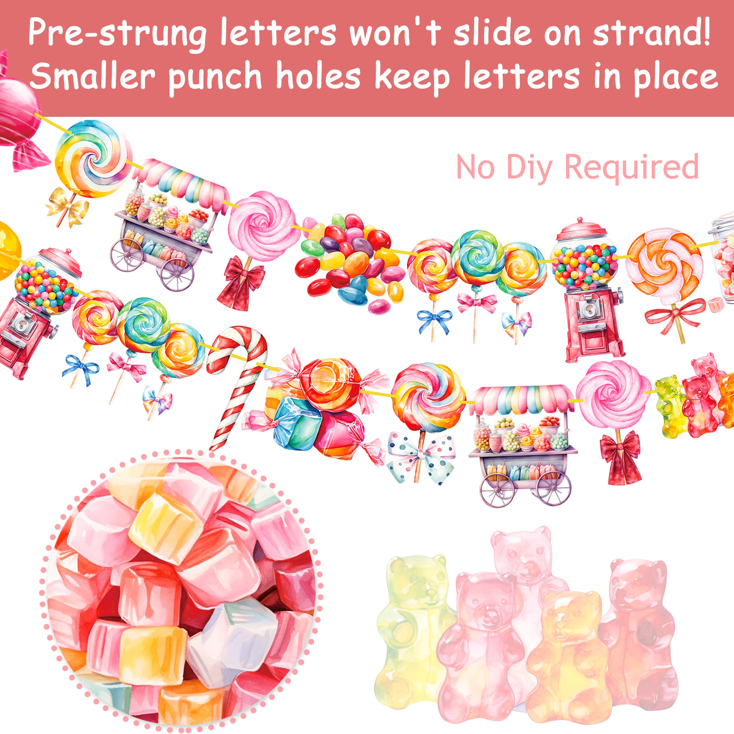 Candyland Lollipop Party Banners 3Pcs Candyland Party Decorations Candy Themed Birthday Party Banner Decorations for Candyland Baby Shower Supplies