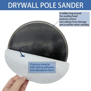 9 Inch Drywall Pole Sander,Radial Round Pole Sander for Dry Wall, Manual Hand Drywall Sander with Extension Pole&24 pcs Sanding Sheets 80, 100, 120, 150,180, 240 Grits -6 Types for Painting Projects