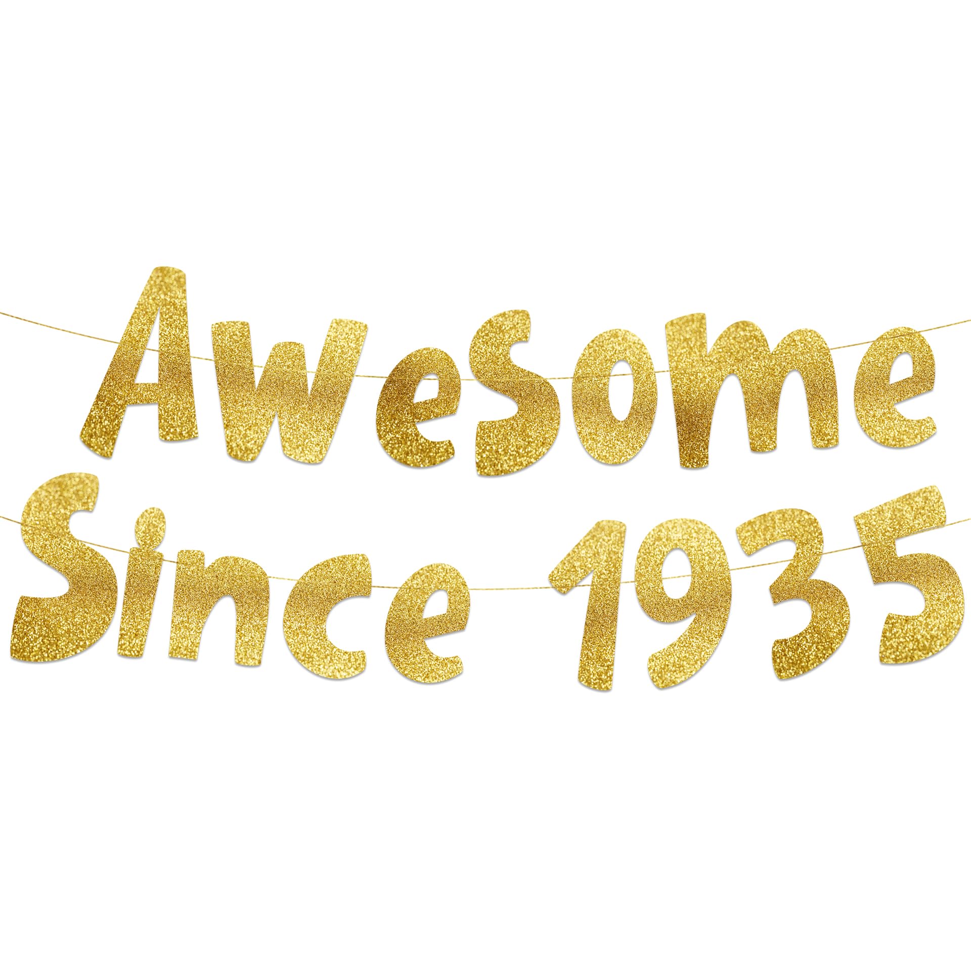 Awesome Since 1935 Gold Glitter Banner - 89th Birthday Party Decorations