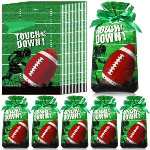 pasimy 50 pcs football birthday gift bags baseball birthday drawstring bags football plastic bags baseball favors candy treat goodie bags for football themed kids birthday party supplies