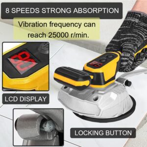 Tile Vibration Tool for Dewalt 20V Battery, Handheld Tile Tools Max 25000r/Min, 150W Tile Suction Cup Tool with 8 Speed, Suction Cup, Digital Display for Floor Tile Wall (For Dewalt)