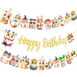 Hamster Birthday Banners Hamster Birthday Decorations 3Pcs Guinea Pig Birthday Party Supplies Guinea Pig Birthday Party Banners for Hamster Theme Baby Shower Supplies