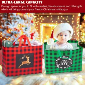 12PCS Extra Large Christmas Gift Bags, 16.9"×12.6"×7.1”, Reusable Christmas Tote Bags with Handle Non-Woven Christmas Bags for Gifts Wrapping Xmas Holiday