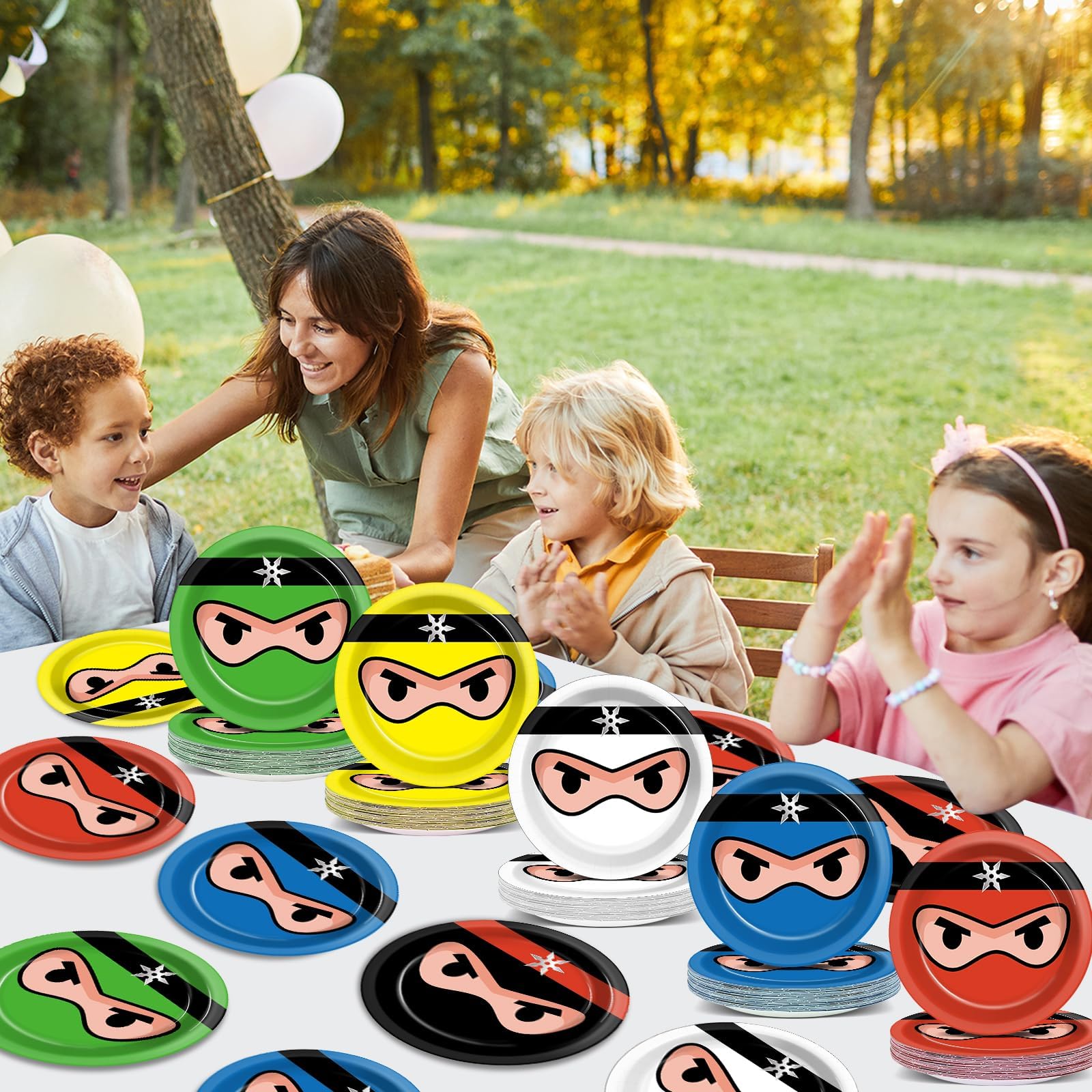 Naozinebi 72PCS Ninja Birthday Plates Ninja Party Supplies Ninja Warrior Tableware Ninja Master Plates Karate Disposable Plate Dessert Paper Plates for Boys Girls Kids Baby Shower Favors 6.7*6.7inch