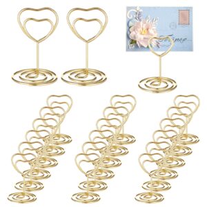 gjinxi 20pcs table number holders, place card holders, mini table card holders photo holders for tables, picture holder for tables, cards stand with heart shaped clip for wedding, photos, memo notes